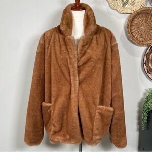 B Collection by Bobeau Twiggy Faux Fur Jacket Brown Size Large